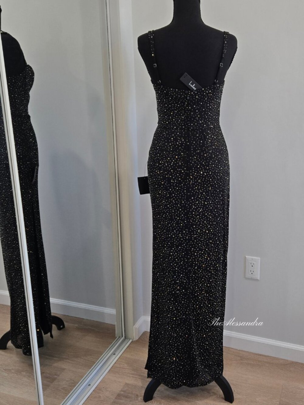 Lulus Black Rhinestone Maxi Dress Small New With Tags - Picture 4 of 17